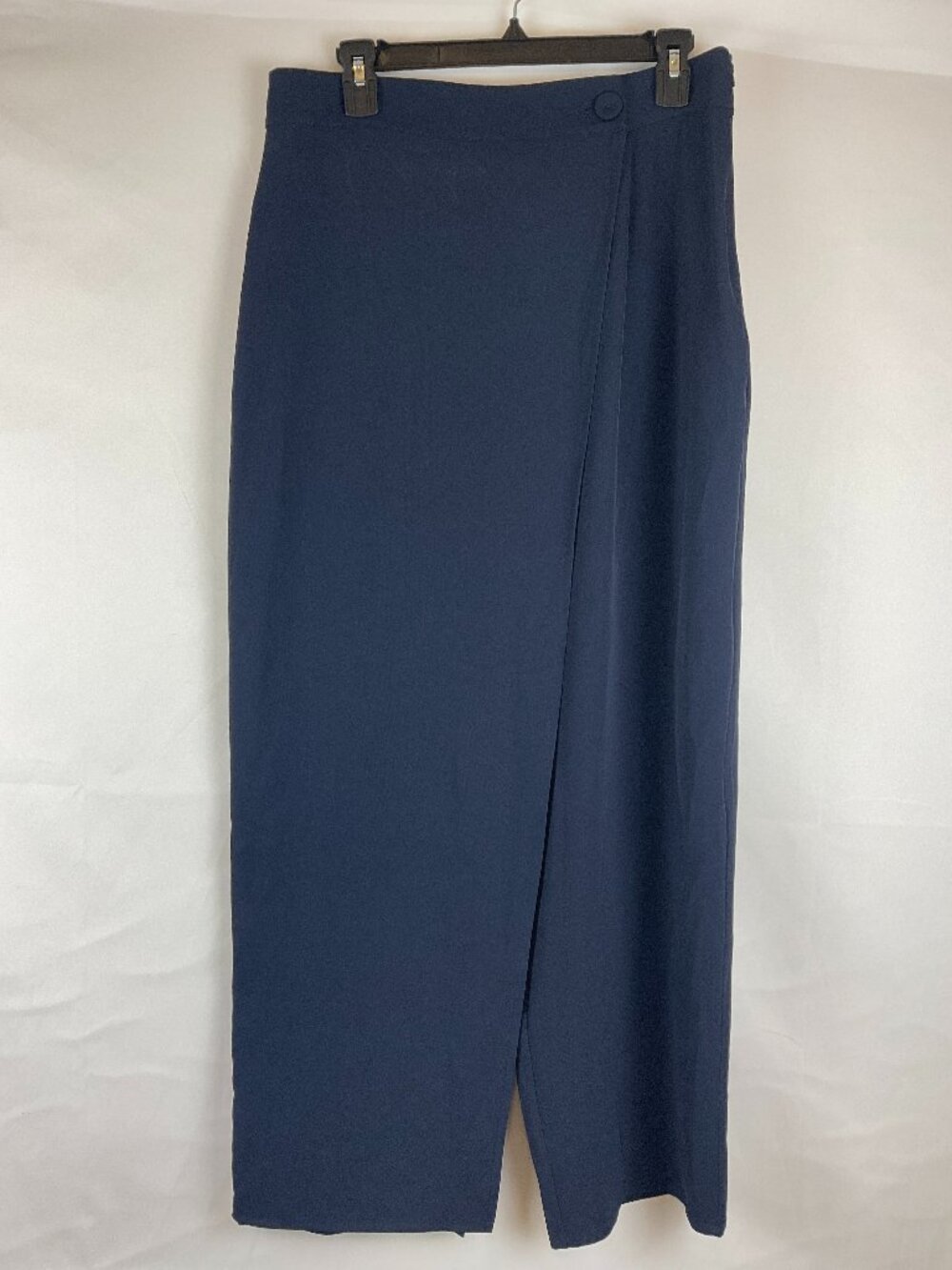 Jaki London Pants L Crossover Panel Navy Blue Side Zipper Button